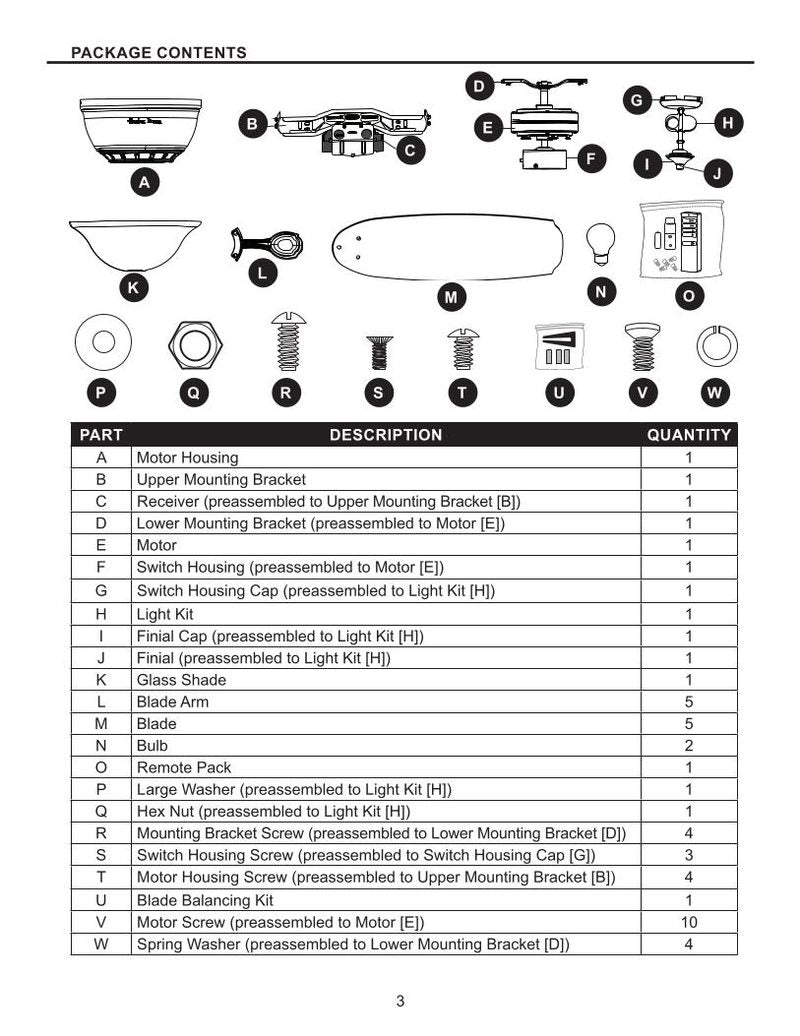 Harbor Breeze PAWTUCKET CEILING FANom Ceiling Fan Operating Manual