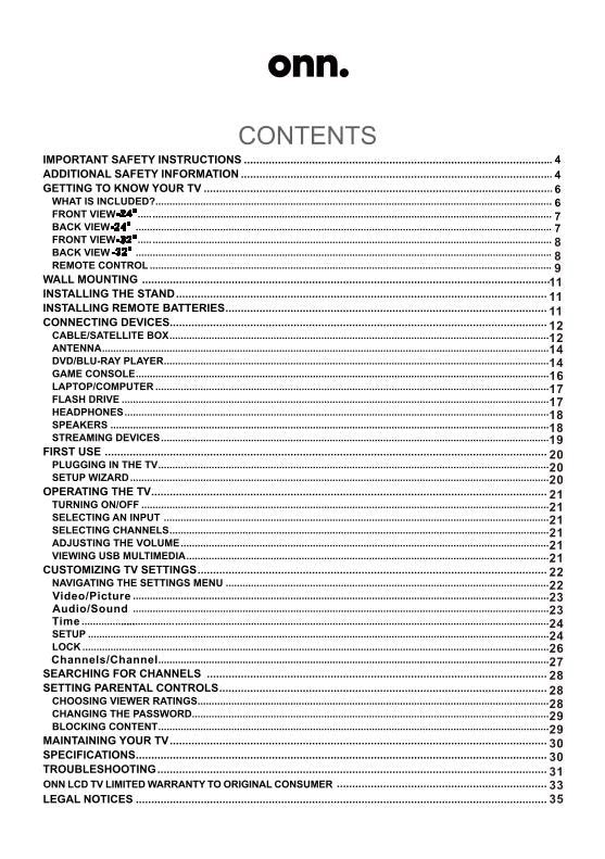 ONN 100002458 TV Operating Manual