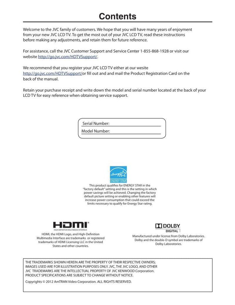 JVC jlc32 bc 3002 JLC37 BC JLC42 TV Operating Manual