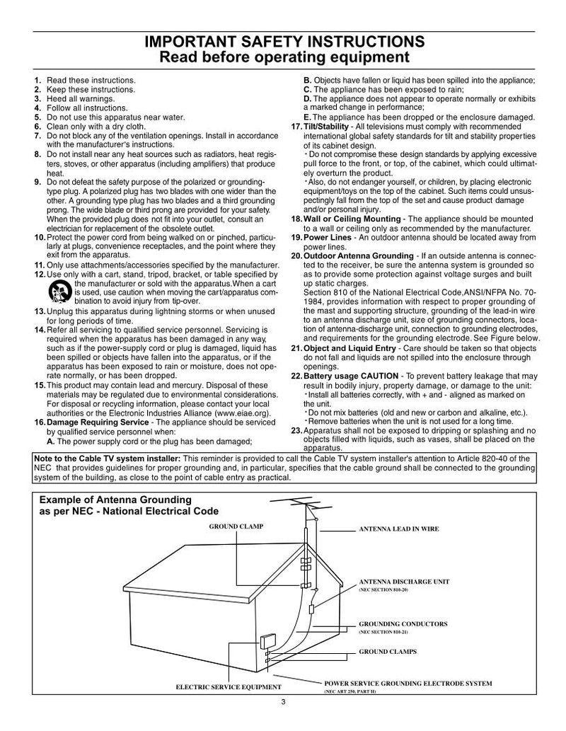 Philips 20MS3442/17 20MS344217 TV Operating Manual