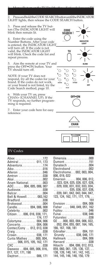 GE General Electric RM24908OM Universal Remote Control Operating Manual