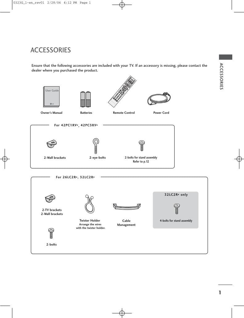 LG 26 LC 2R 32 42 PC 1RV TV Operating Manual