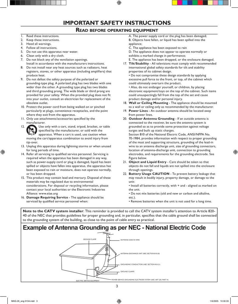 Philips 26MF605W 32MF605W TV Operating Manual