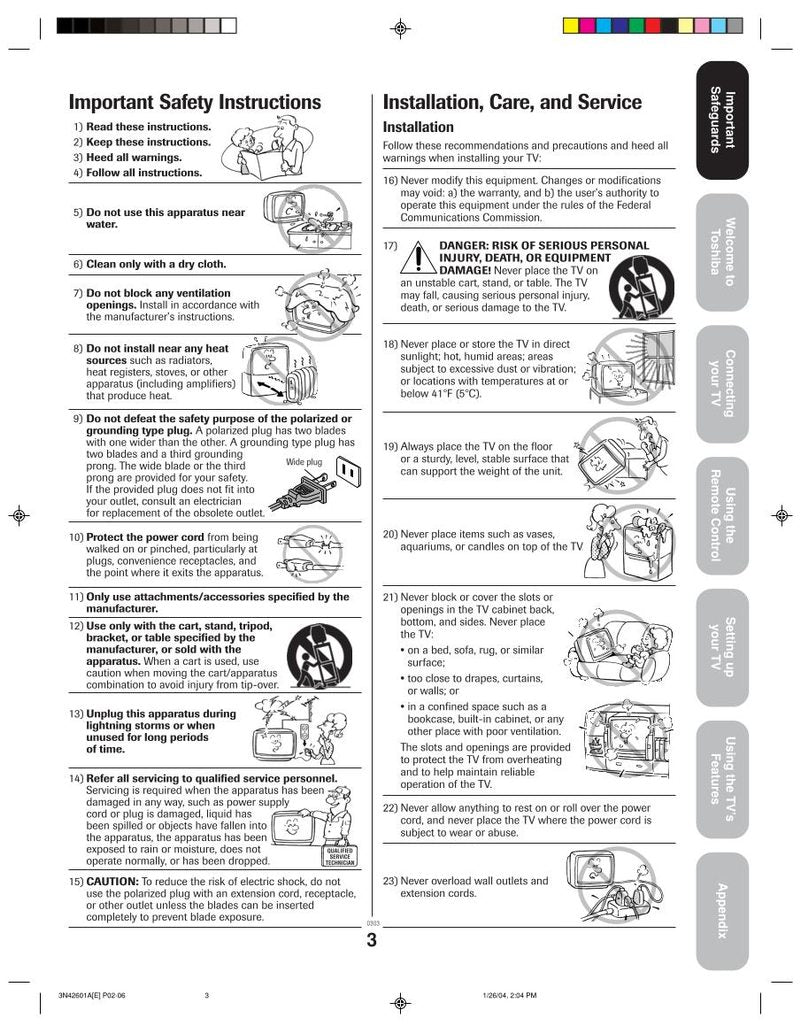 Toshiba 27A44 TV Operating Manual