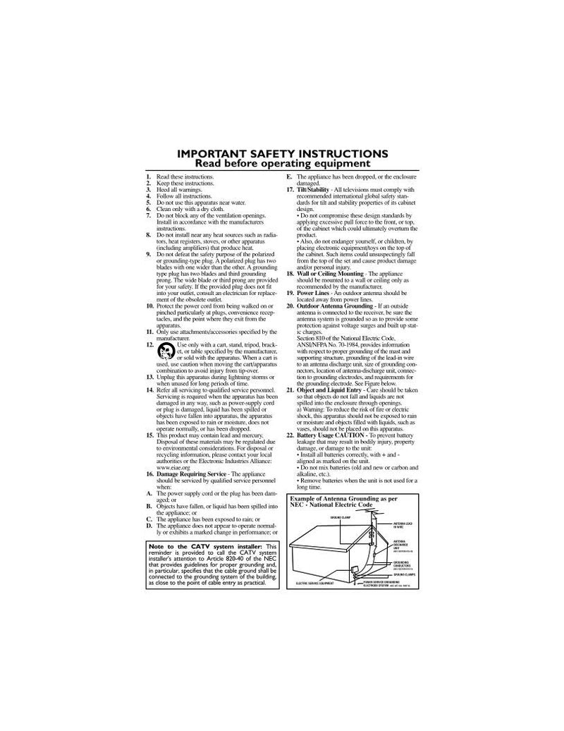 Philips 27PT6441/37 27PT6442/37 27PTS441/37 TV Operating Manual