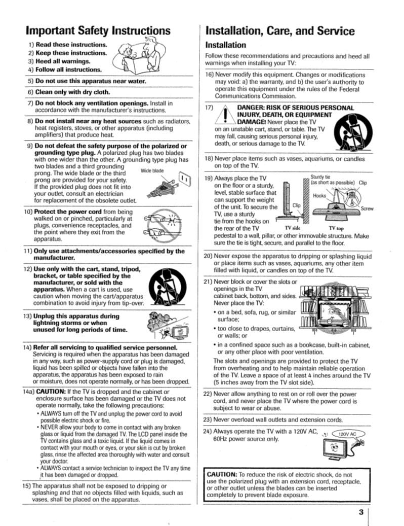 Toshiba 32HLX95 37HLX95 TV Operating Manual