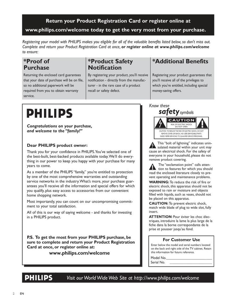 Philips 32PFL3504D 32PFL3504D/F7 32PFL3504DF7 TV Operating Manual