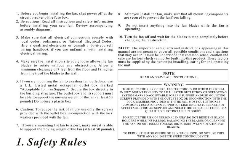 Hampton Bay 34342 Metro 54 in Indoor Ceiling Fan Operating Manual