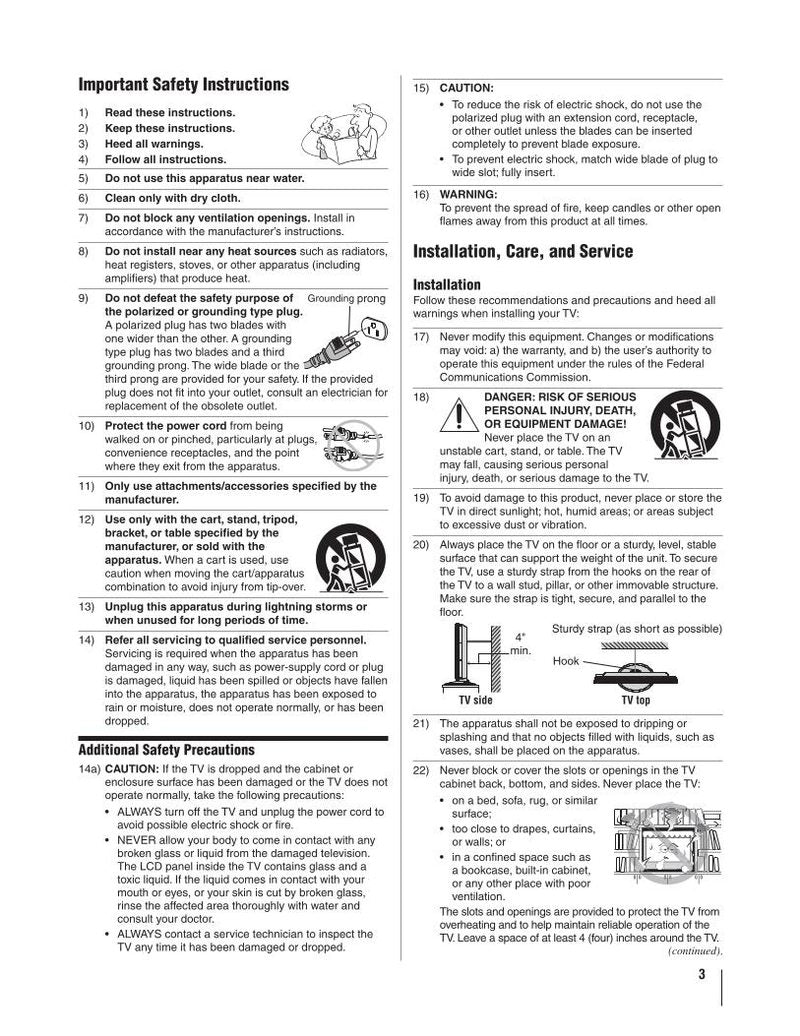 Toshiba 26AV500U 37av500u 37AV50U TV Operating Manual