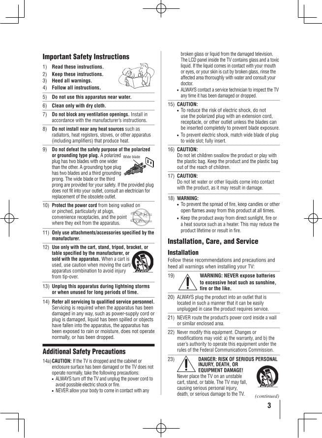 Toshiba 32FT2 40G300U 46G300U TV Operating Manual