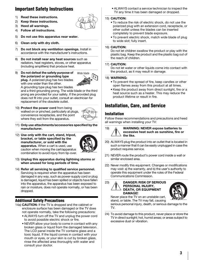 Toshiba 40SL500UOM TV Operating Manual