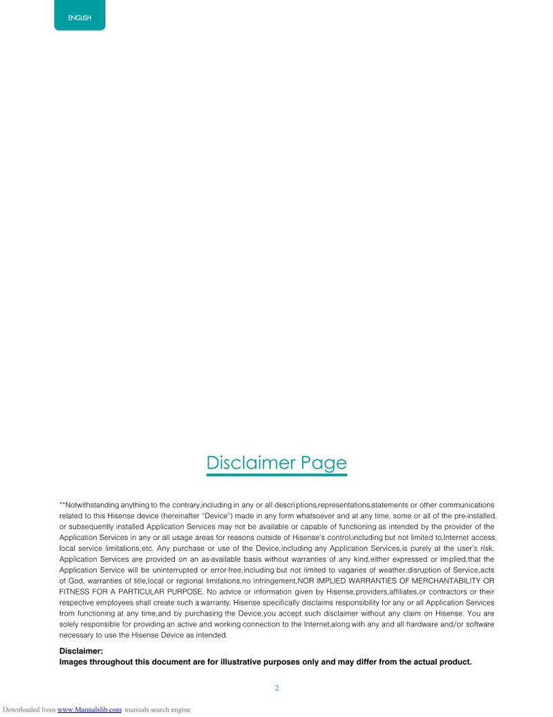 Hisense 40 EU 3000OM TV Operating Manual