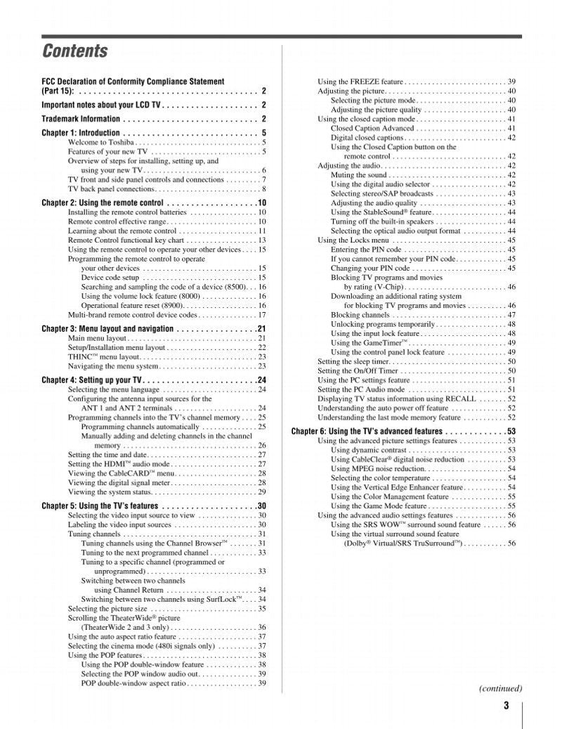 Toshiba 42HL196 42LX196 47LX196 TV Operating Manual