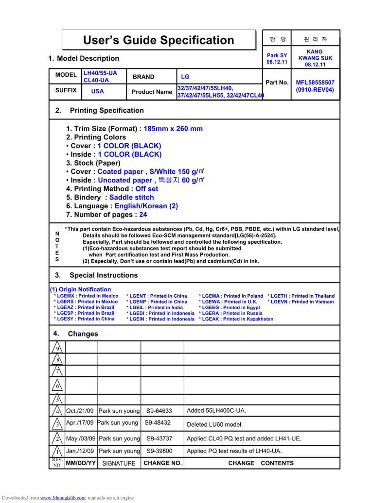 LG 47 LH 40UA TV Operating Manual