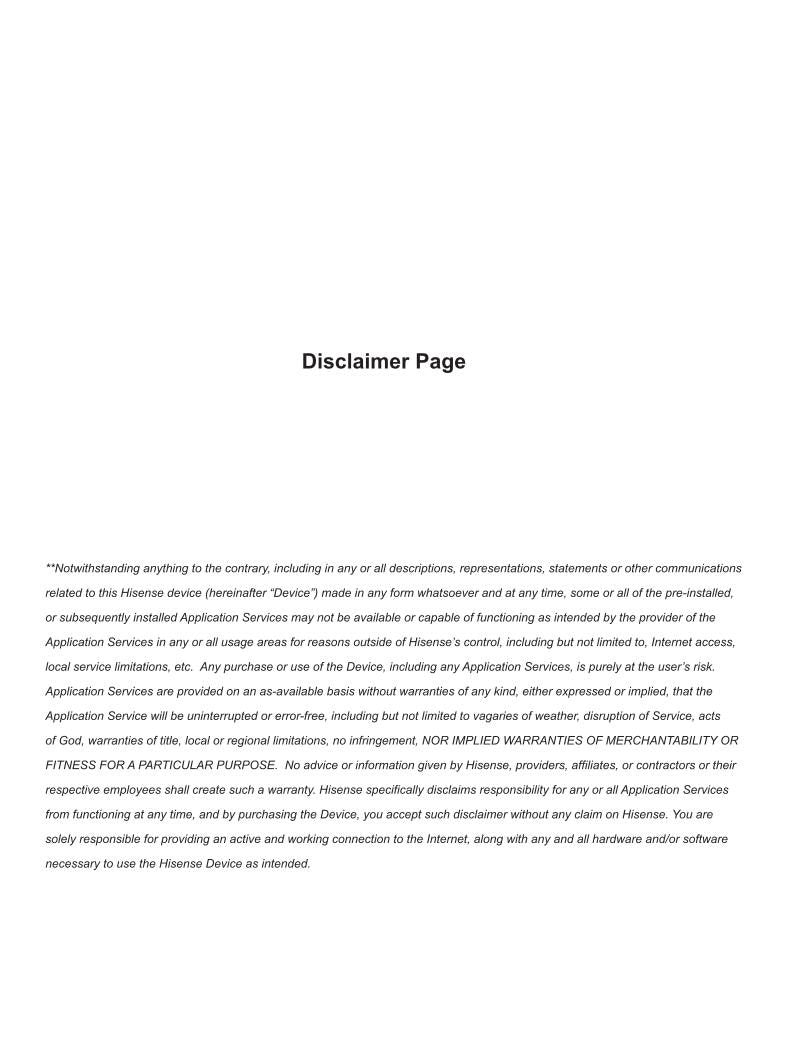 Hisense 50 H 6B 55 TV Operating Manual