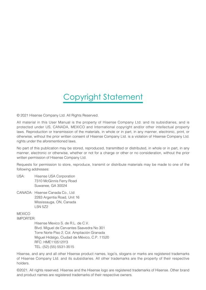 Hisense 65 U 6H TV Operating Manual