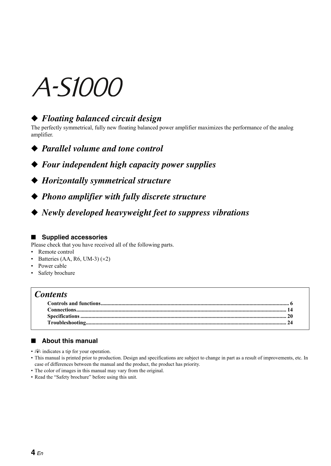 Yamaha A-S1000 Amplifier Owner's/ User Manual (Pages: 32)