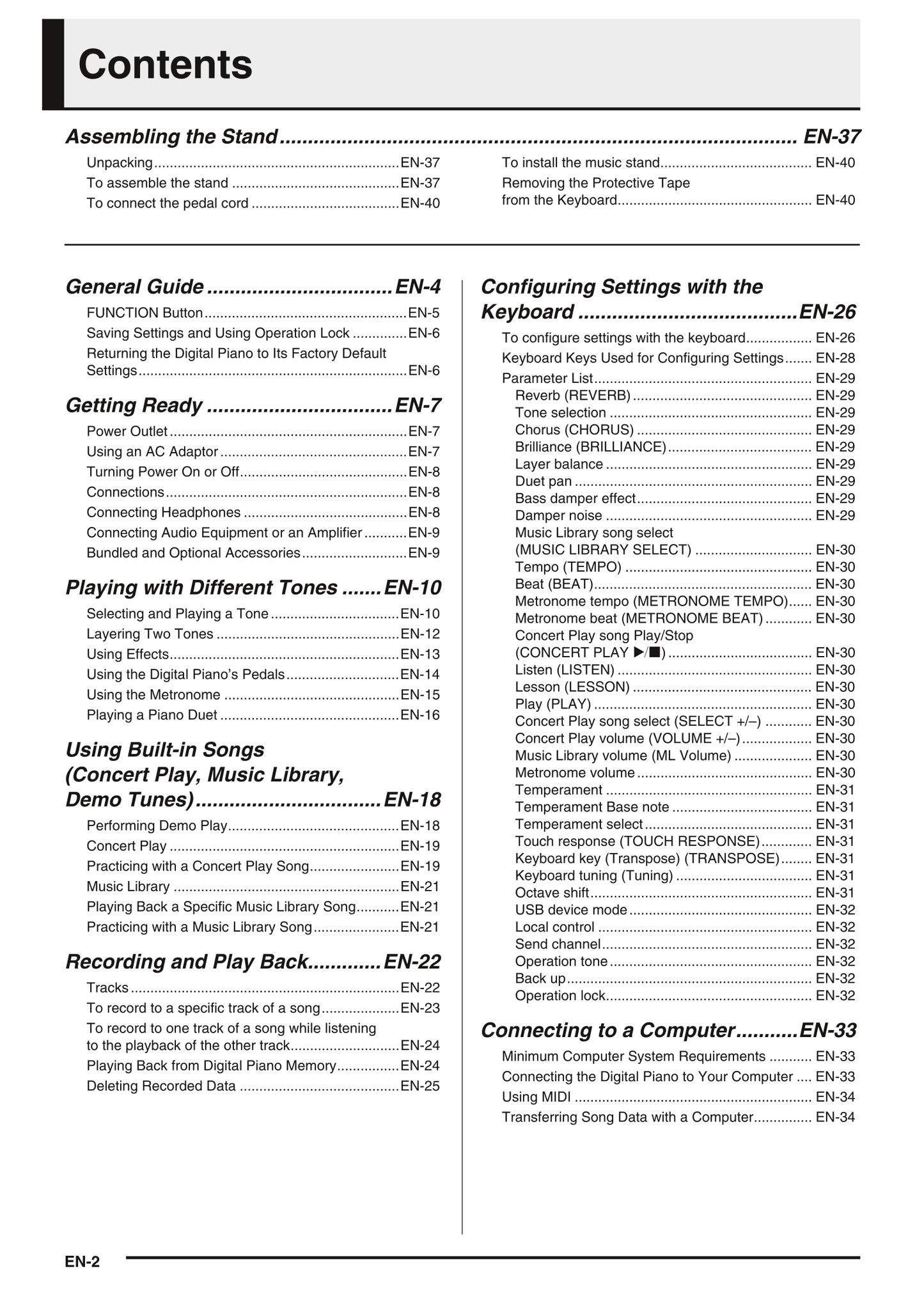 Casio AP-260 Keyboard Piano Owner's/ User Manual (Pages: 49)