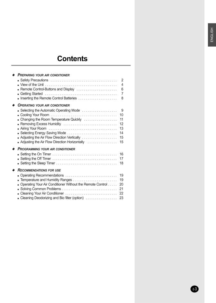 Samsung AS12 S4 GB GB/XAP GB/XTC Air Conditioner Unit Operating Manual
