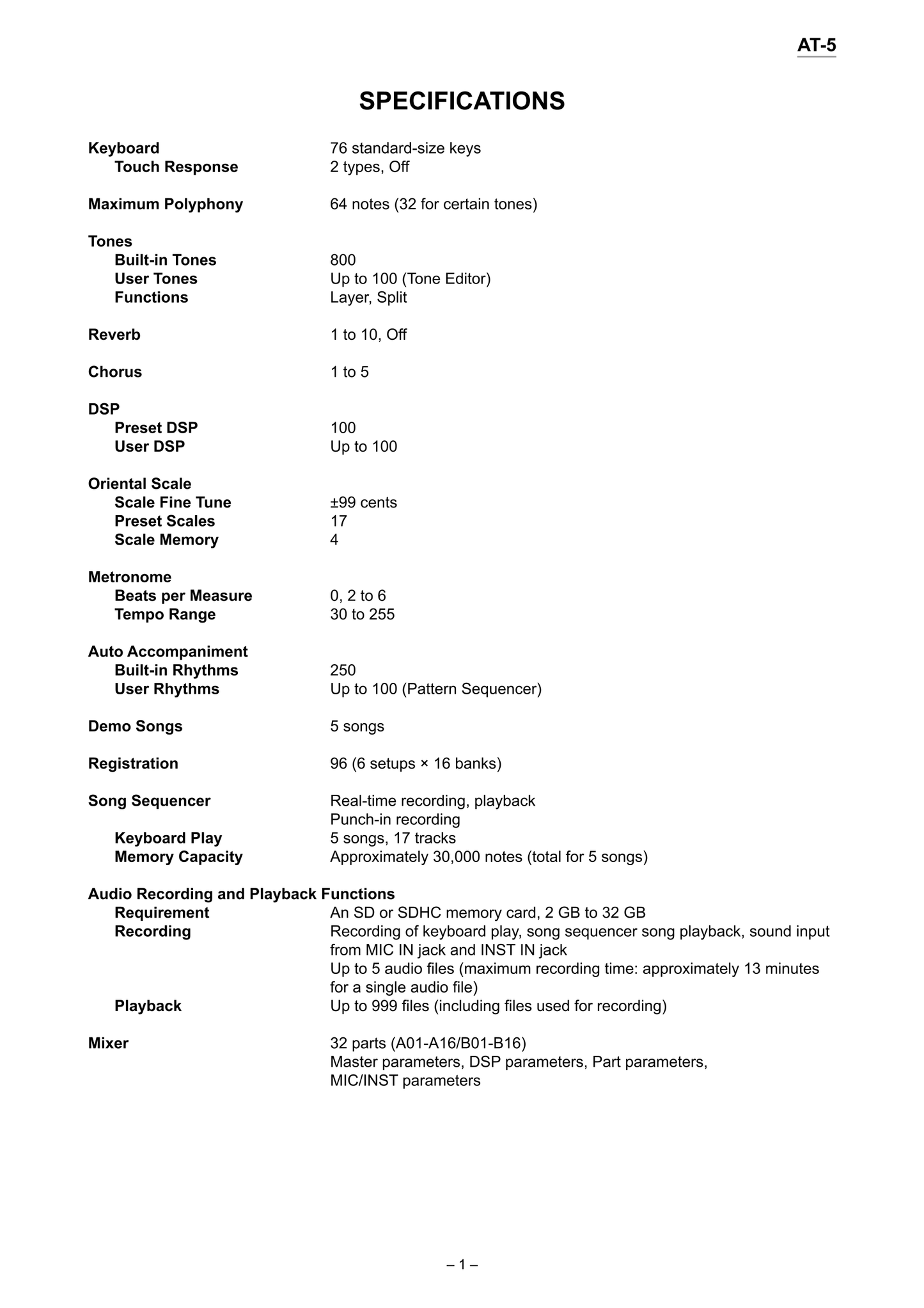 Casio AT-5 Keyboard Piano Service Manual (Pages: 16)