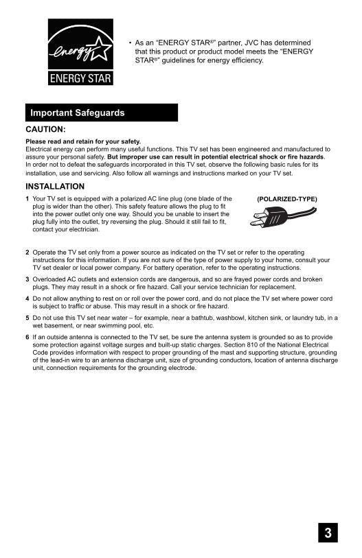 JVC AV20 F 476 AV27 AV32 TV Operating Manual