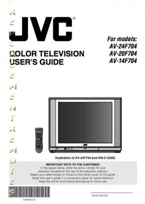 JVC AV14 F 704 AV20 AV24 TV Operating Manual