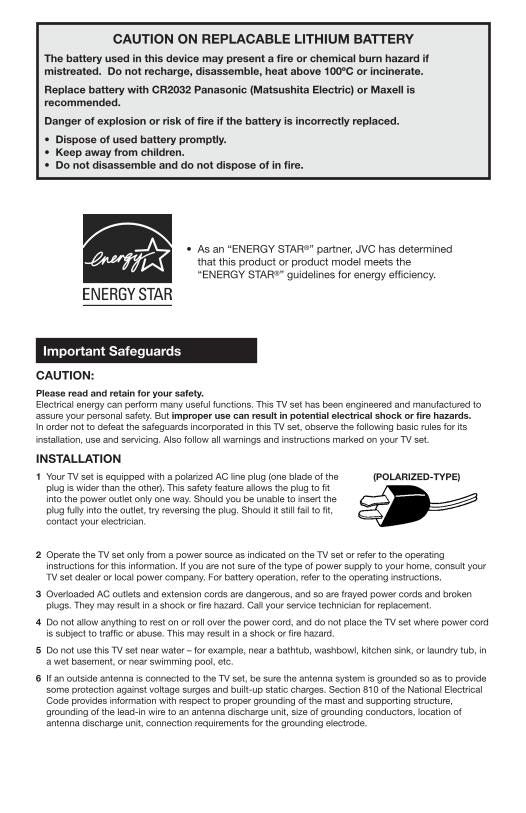 JVC AV27 D 304OM TV Operating Manual