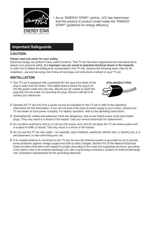 JVC AV27 F 704 FA 44 54 TV Operating Manual