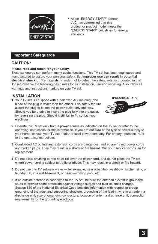 JVC AV32 S 565 TV Operating Manual