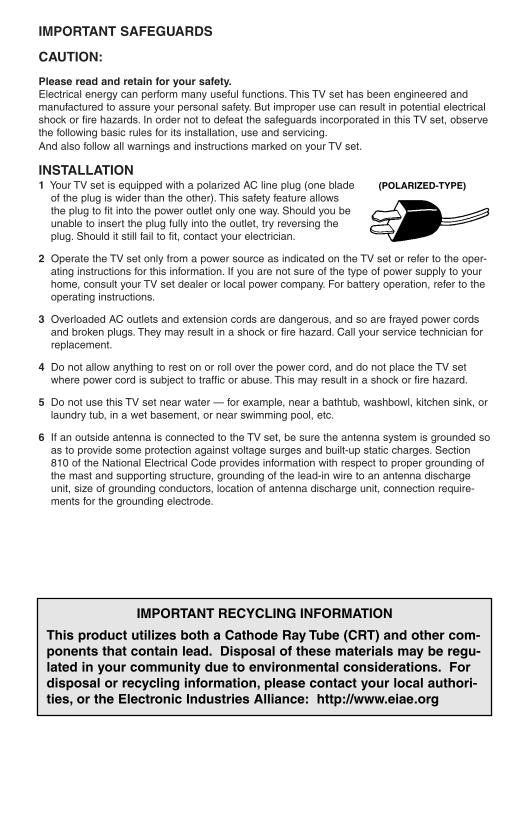 JVC AV27 F 703 713 803 TV Operating Manual