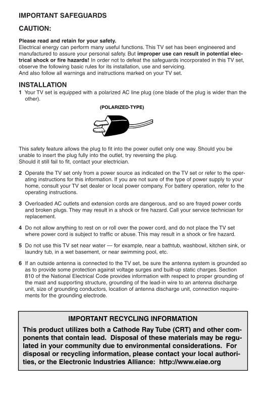 JVC AV32 P 903 AV36 TV Operating Manual