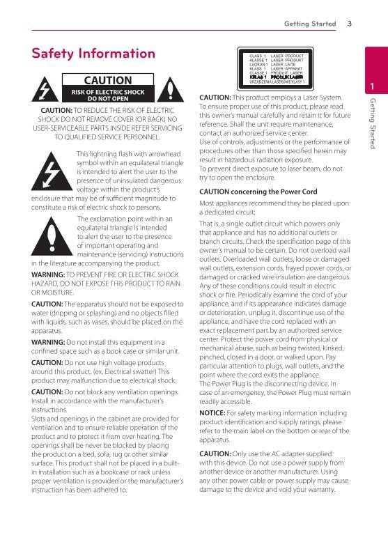 LG BPM53 Blu-Ray DVD Player Operating Manual