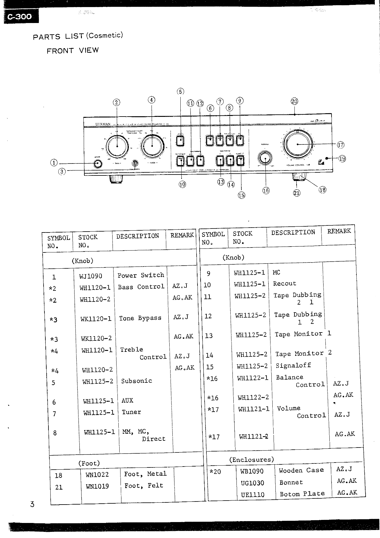 Luxman C-300 Pre-Amplifier Service Manual (Pages: 21)