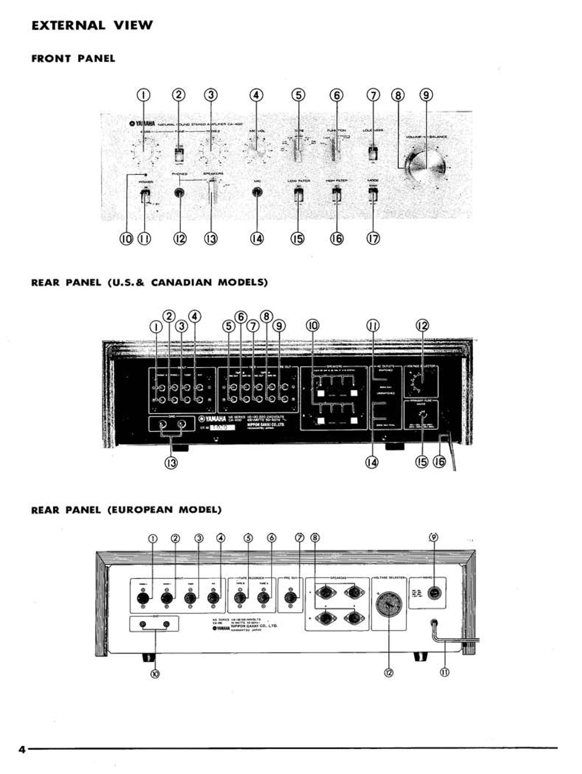 Yamaha CA-400 Amplifier Service Manual (Pages: 22)