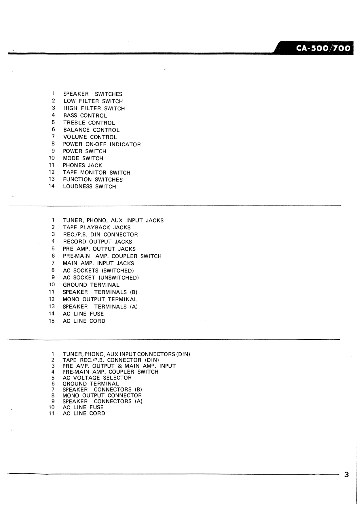 Yamaha CA-500 & CA-700 Stereo Amplifier Service Manual (Pages: 37)