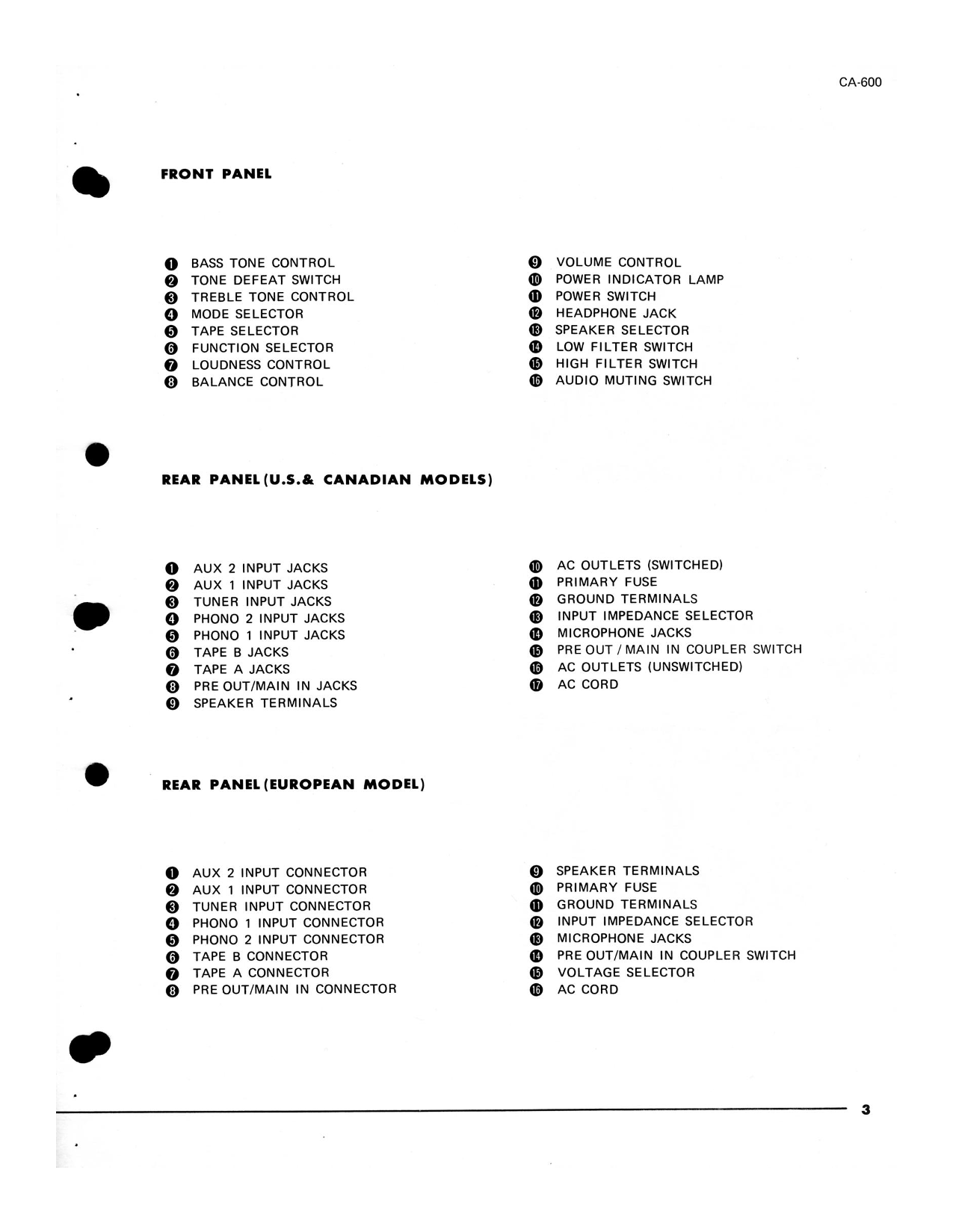 Yamaha CA-600 Amplifier Service Manual (Pages: 27)