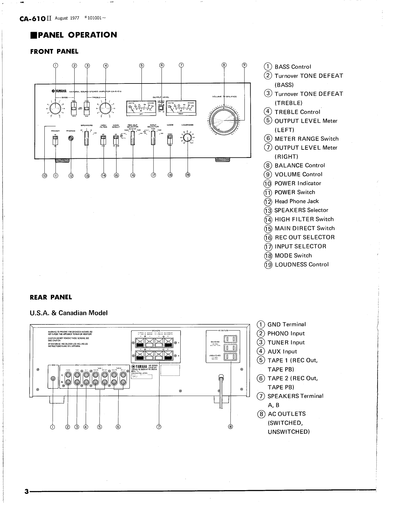 Yamaha CA-610II Amplifier Service Manual (Pages: 22)