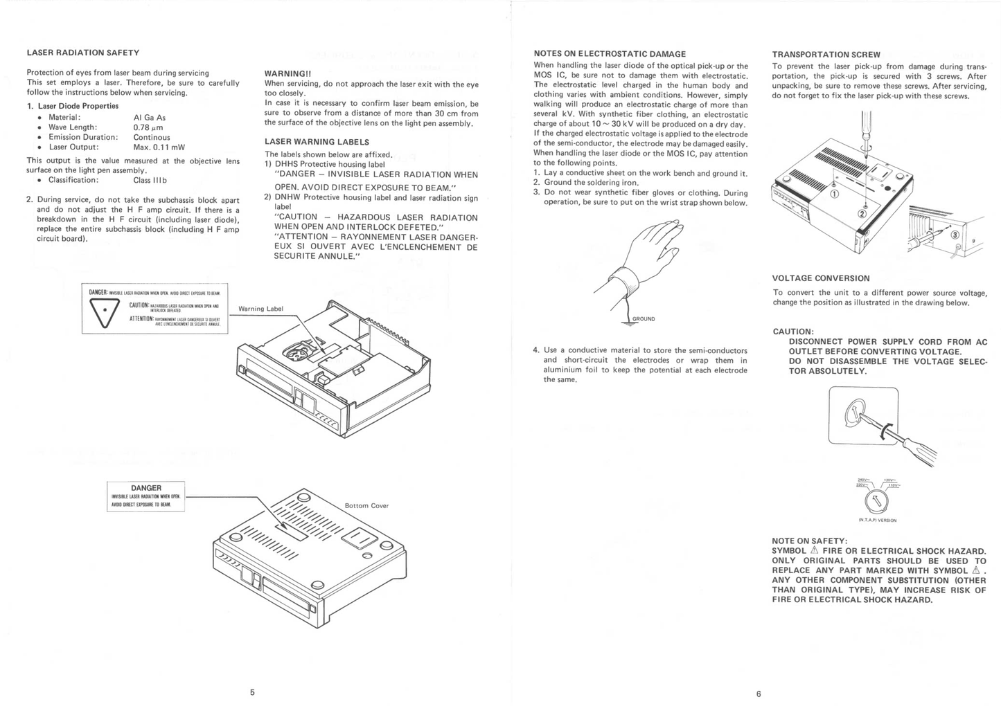 Marantz CD-54 CD Player Service Manual (Pages: 28)