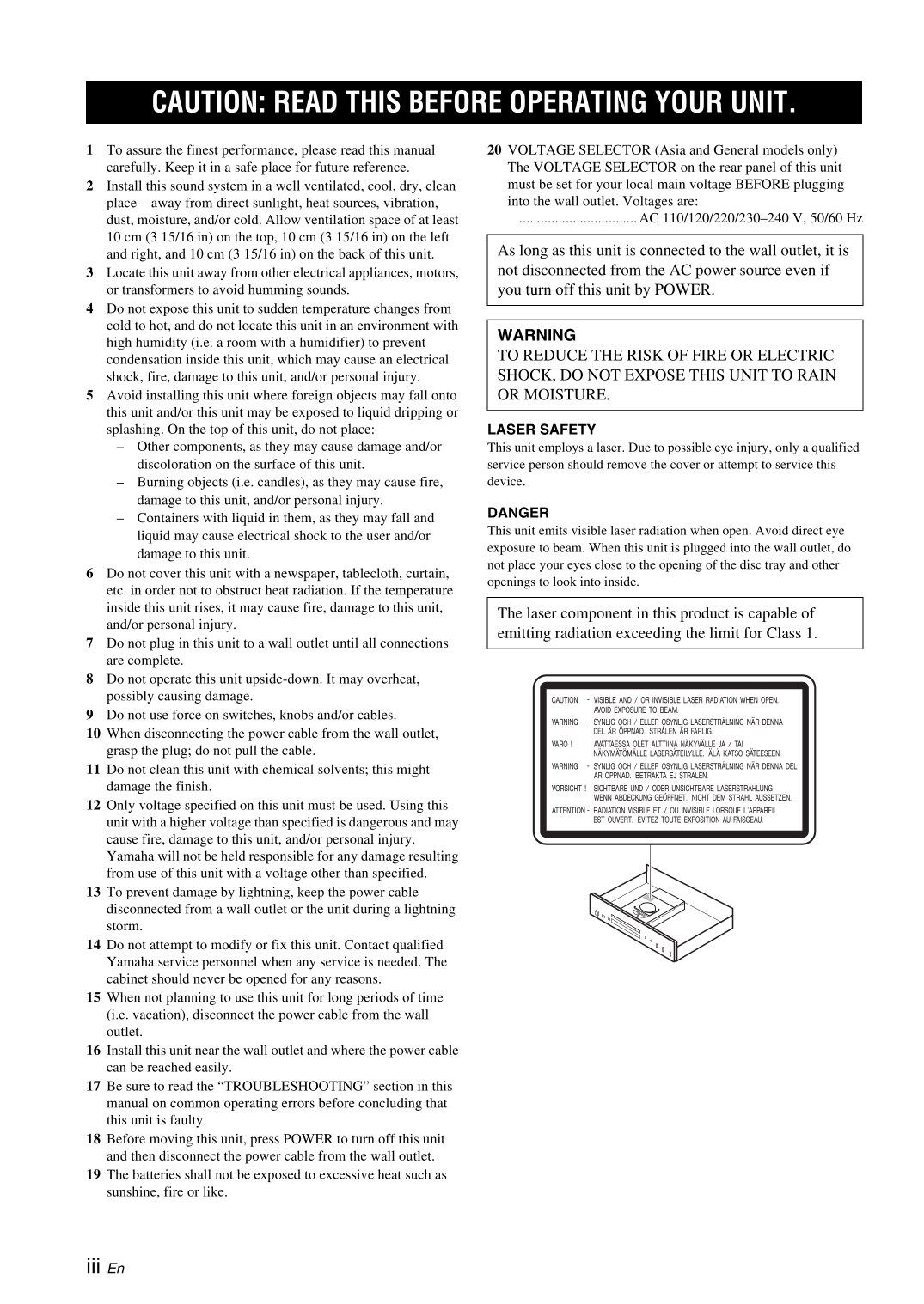 Yamaha CD-S700 CD Player Owner's/ User Manual (Pages: 26)