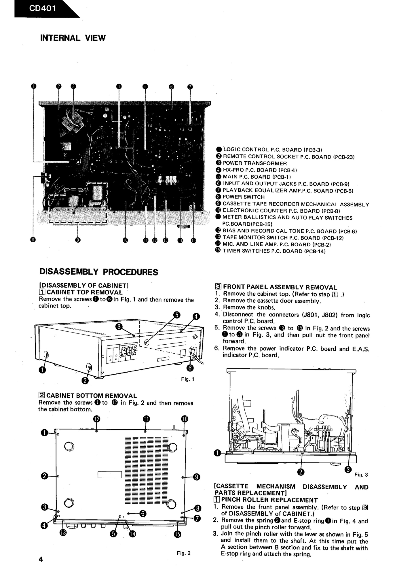 Harman/ Kardon CD401 Ultra Wideband Linear Phase Cassette Deck Owner & Service Manual (Pages: 55)