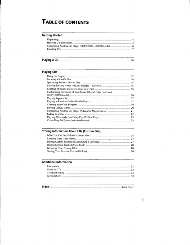 Sony CDPCX300 CDPCX333 ES CDPCX691 Audio/Video Receiver Operating Manual