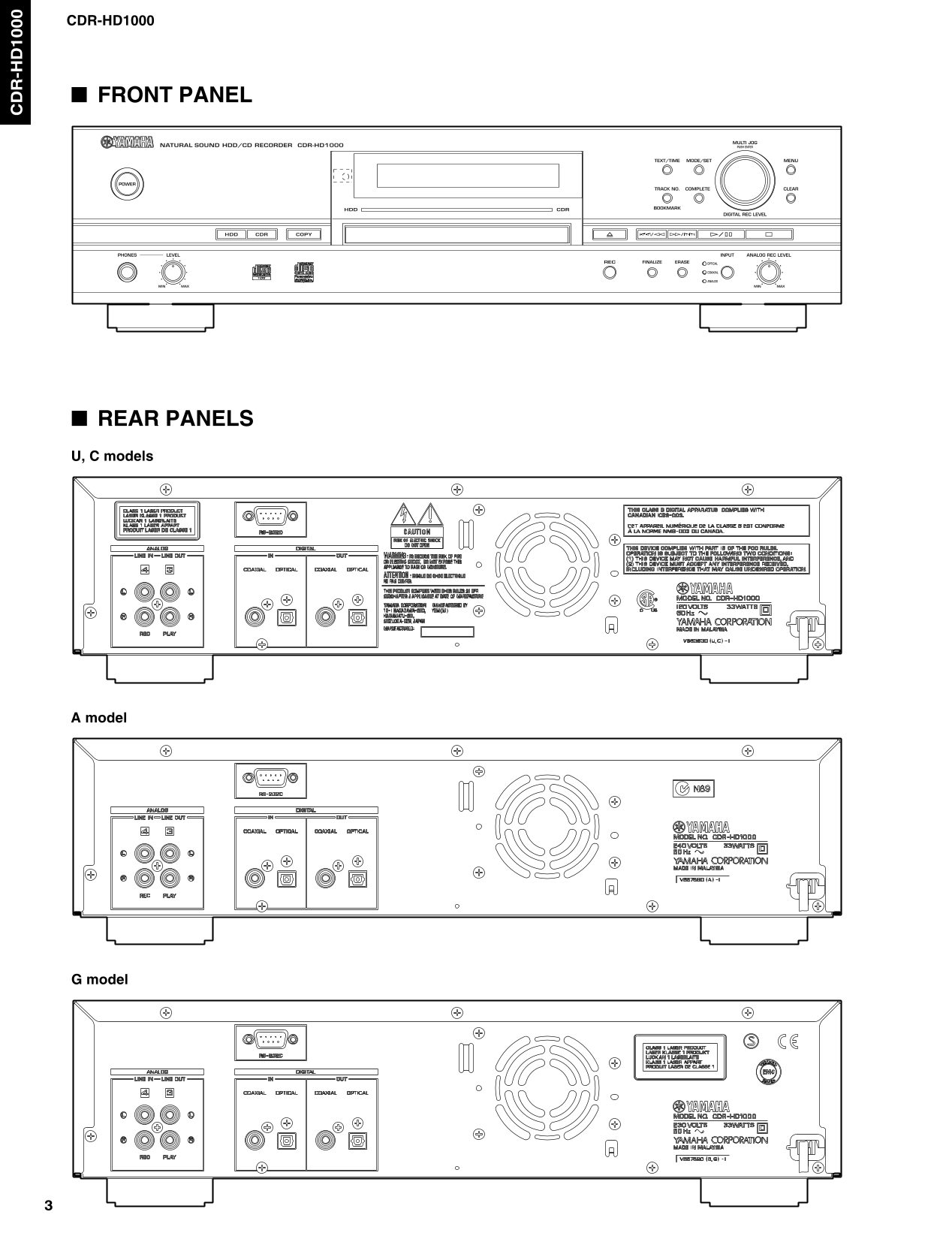 Yamaha CDR-HD1000 HDD/ CD Player Recorder Service Manual (Pages: 46)
