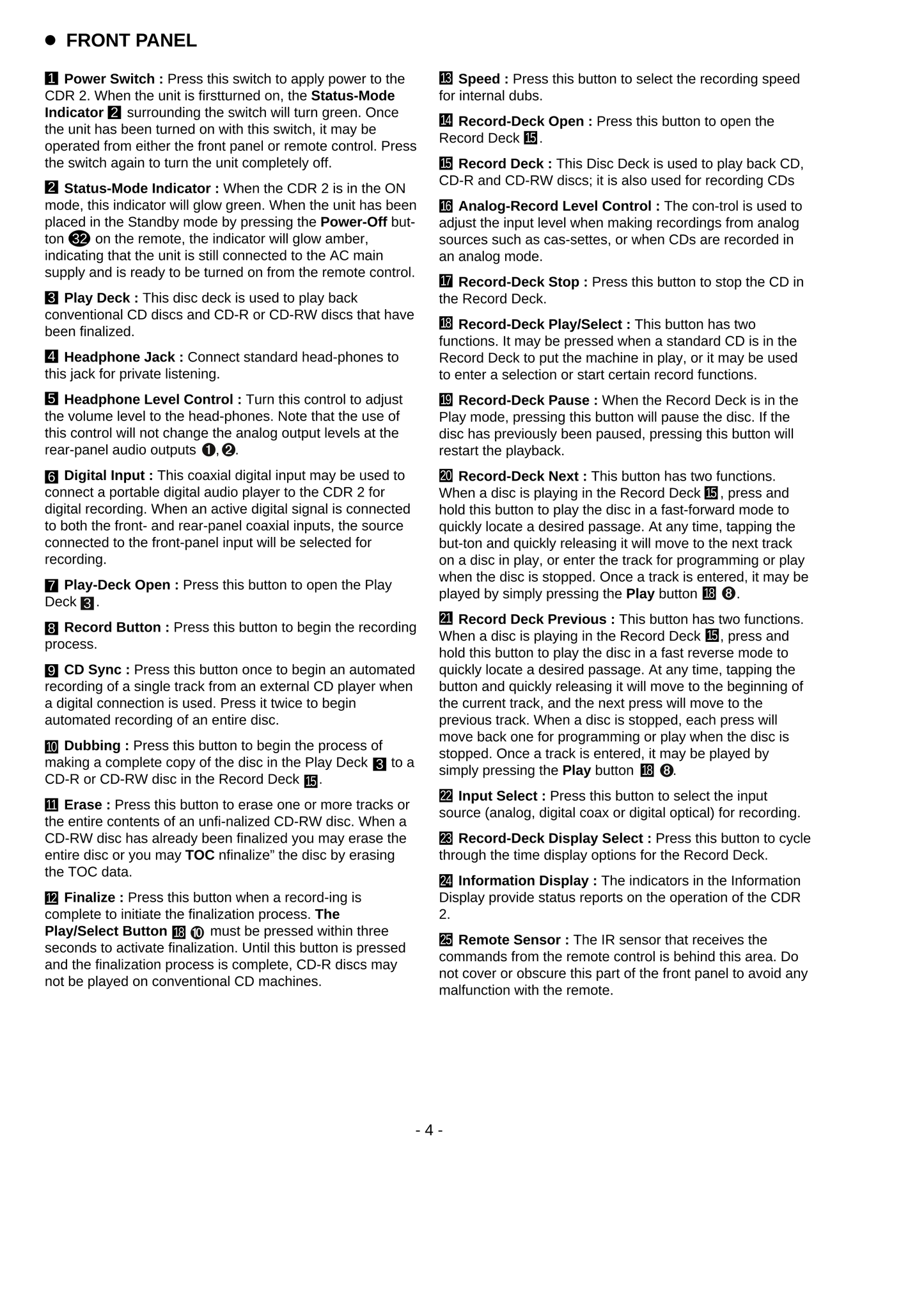 Harman/ Kardon CDR 2 Dual Tray CD Recorder/ Player Owners and Service Manual (Pages: 123)