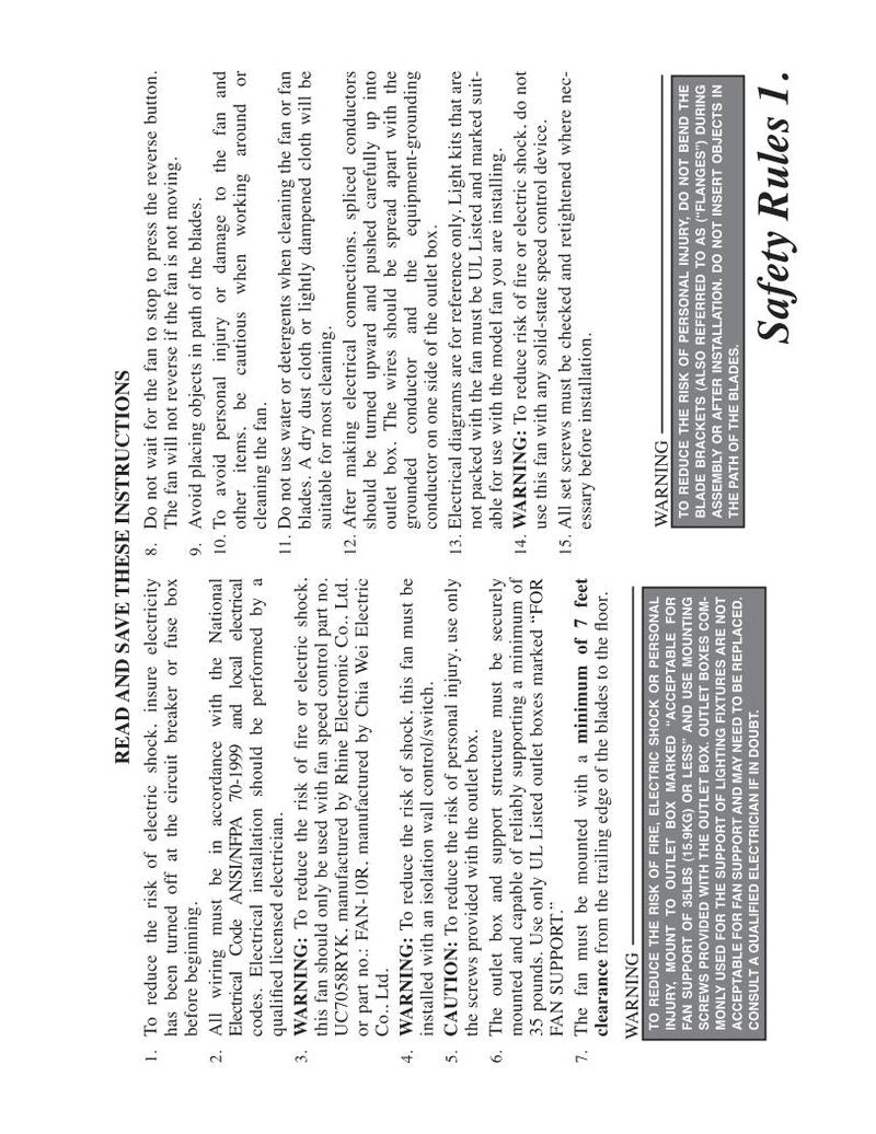 Hampton Bay CHQ8 BT 7096T Ceiling Fan Operating Manual