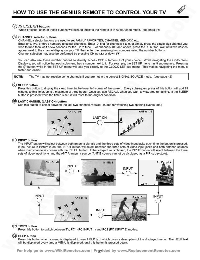 Hitachi CLU579 TSI Remote Manual with Codes Satellite Receiver Operating