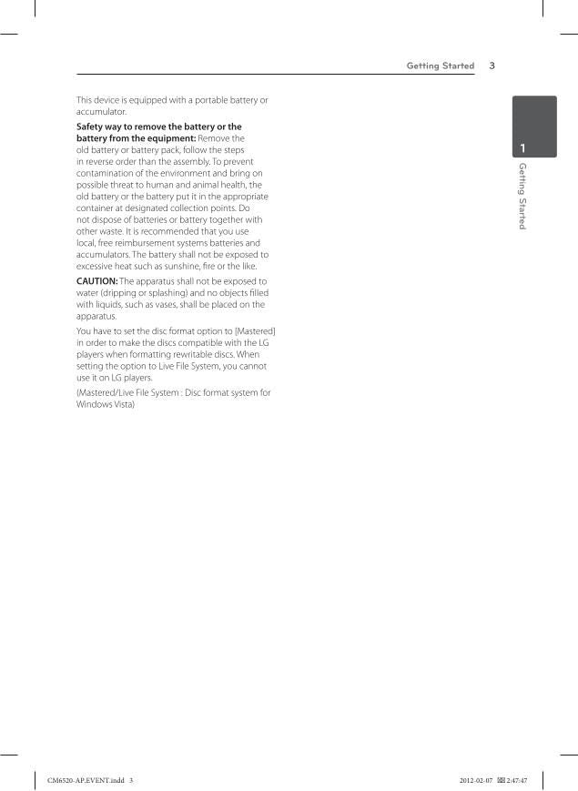 LG CM6520 Audio System Operating Manual