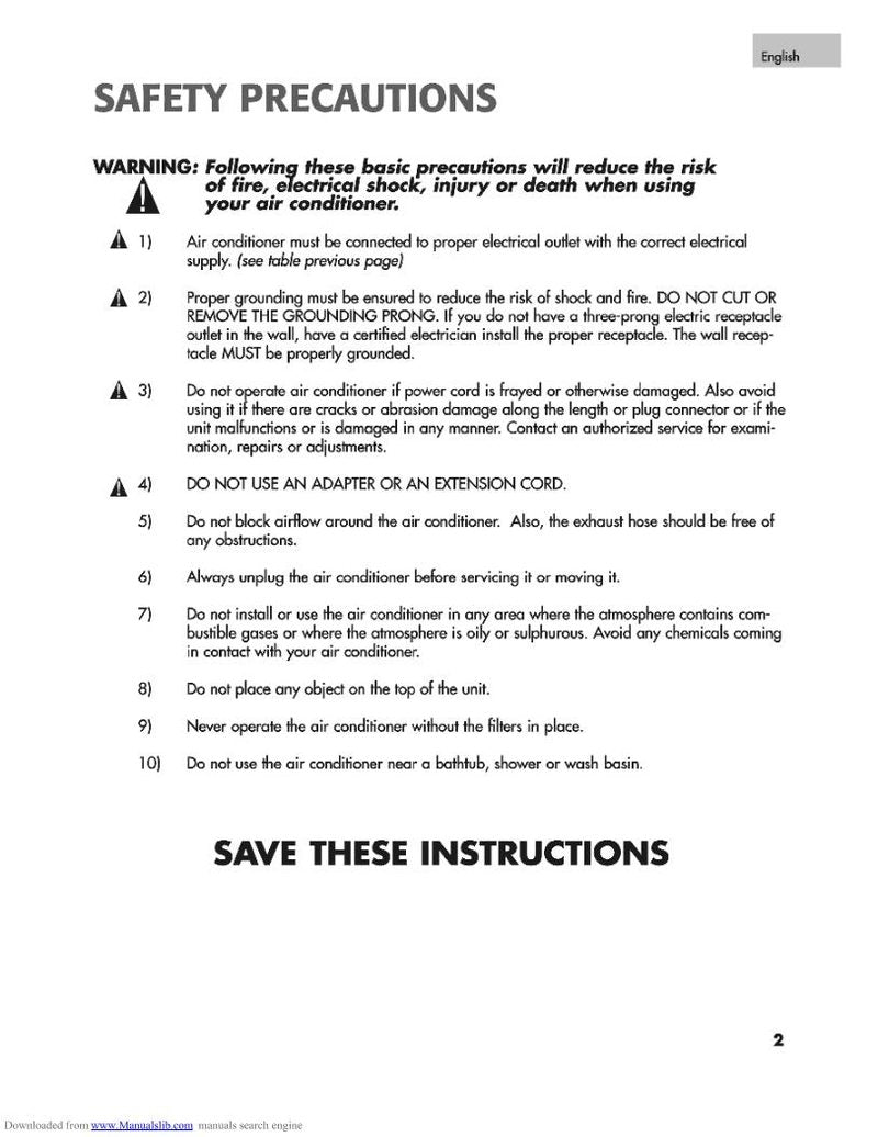 Commercial Cool CPRB09 XC7 XH7 Air Conditioner Unit Operating Manual