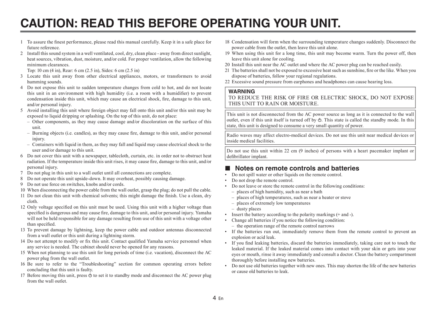 Yamaha CRX-N470 & CRX-N470D CD Player Owner's/ User Manual (Pages: 57)