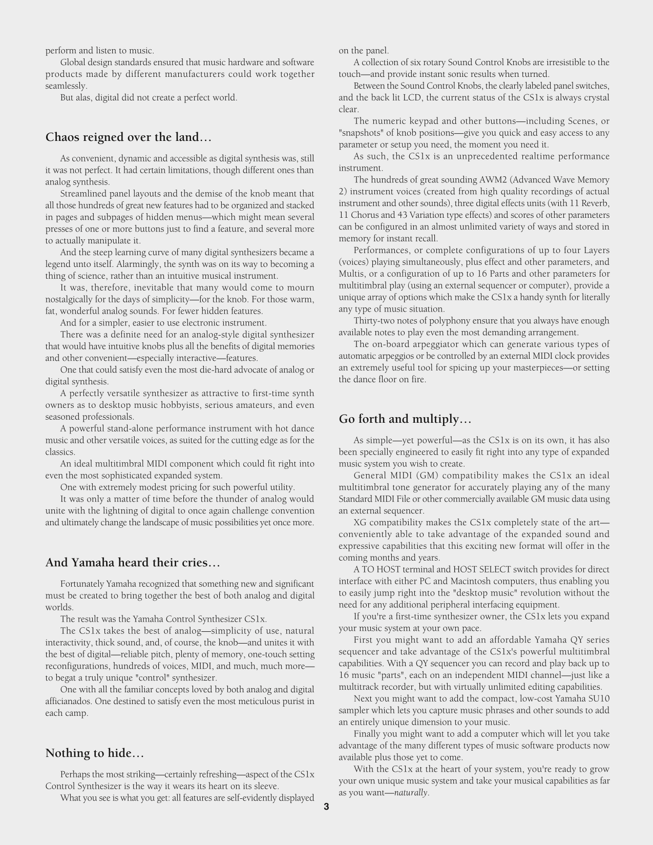 Yamaha CS1x Control Synthesizer Owner/ User Manual (Pages: 64)