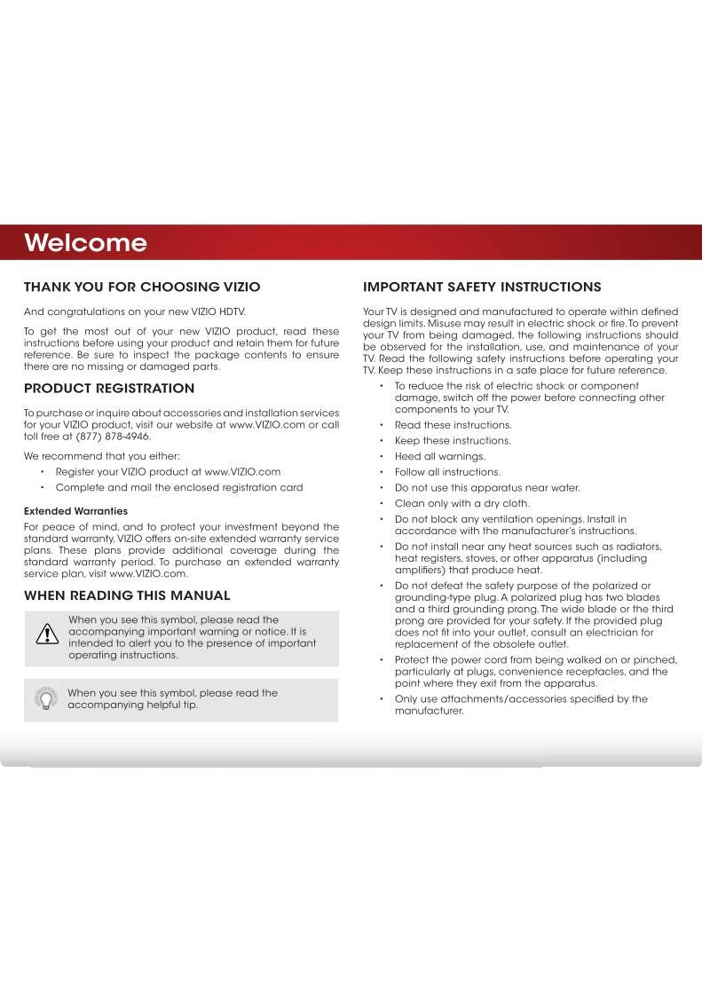Vizio D320B1 TV Operating Manual